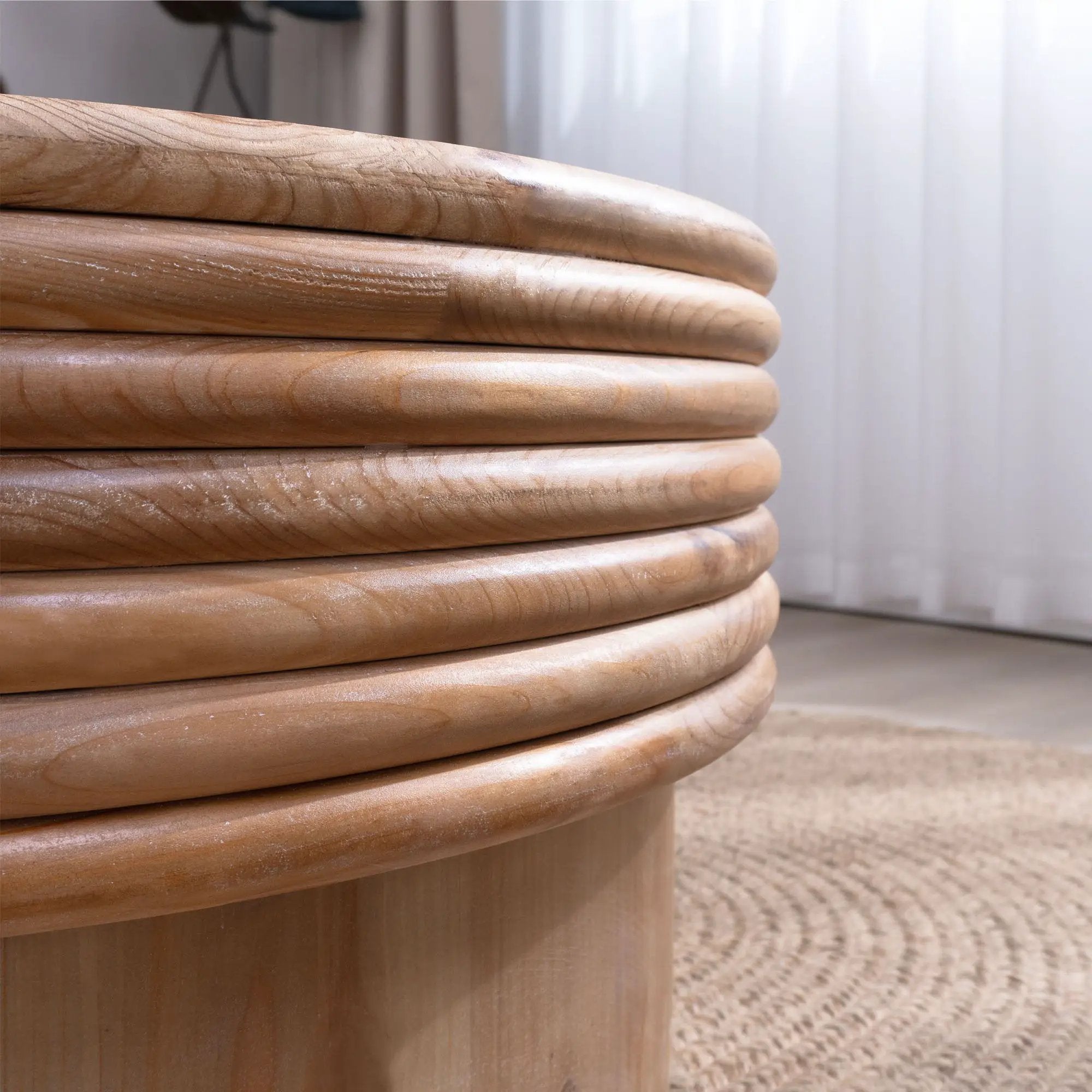 Round Wooden Coffee Table With Hidden Storage, Modern Rustic Centerpiece For Living Room - Multi / Natural / Rustic by Unique Piece Furniture