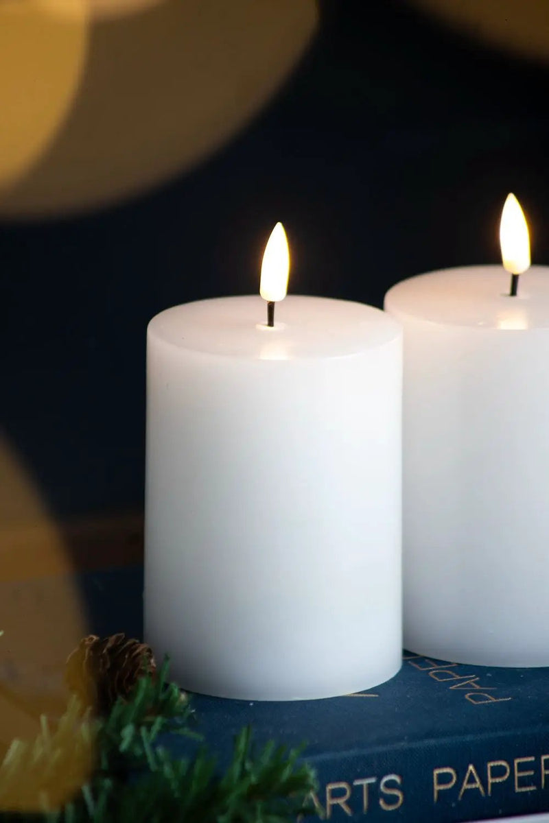 LED Candles With Wick And Remote Control Timer (Set of 2) - White by Unique Piece Furniture
