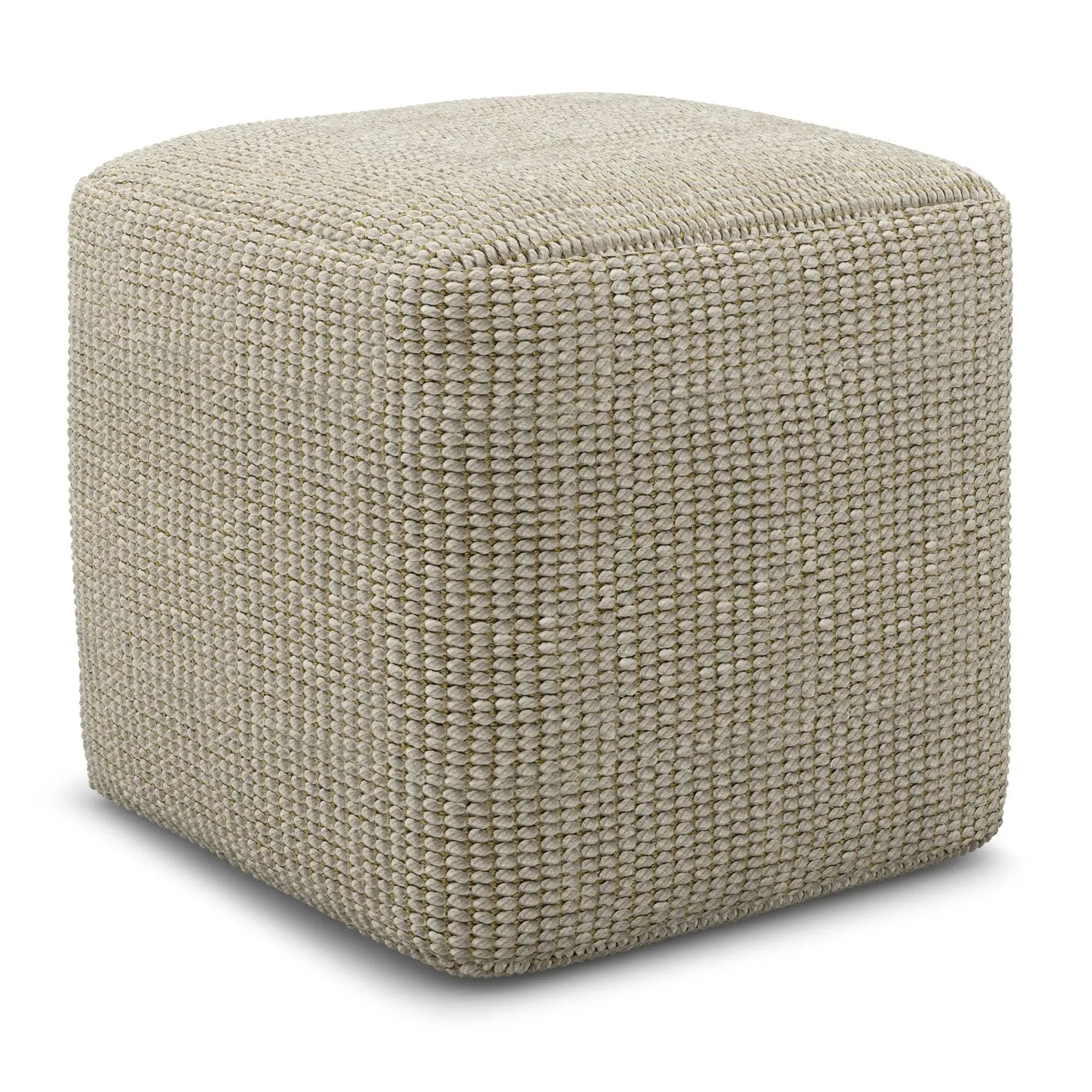 Zelma - Square Woven Outdoor / Indoor Pouf - Cream / Natural by HouseOfZazla