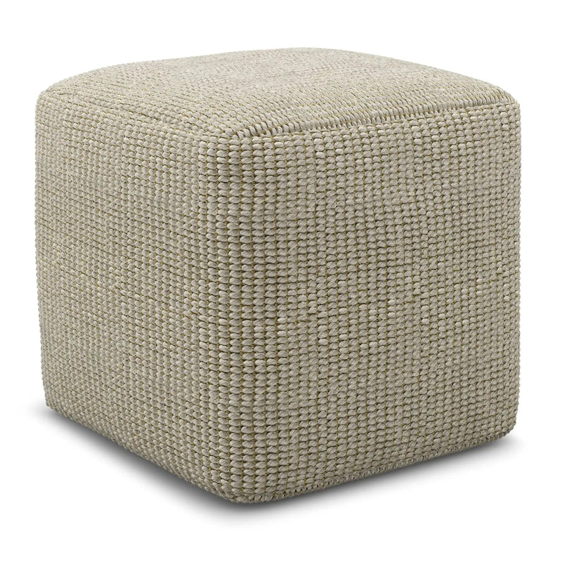 Zelma - Square Woven Outdoor / Indoor Pouf - Cream / Natural by HouseOfZazla