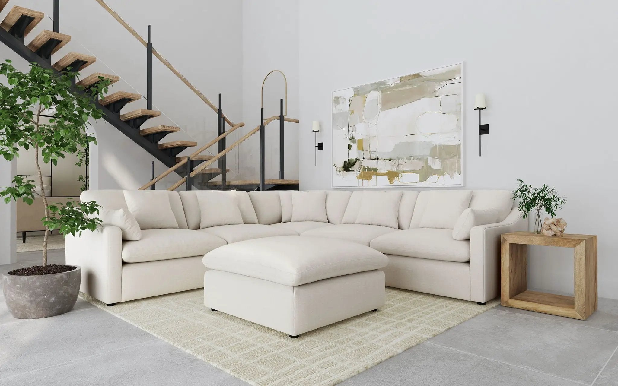 Hobson 6-piece Upholstered Modular Sectional Sofa Ivory by Unique Piece Furniture
