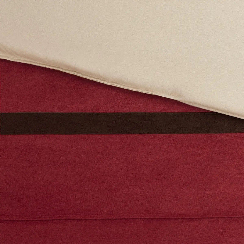 7 PC Pieced Faux Suede Comforter Set Red Cal King by HouseOfZazla