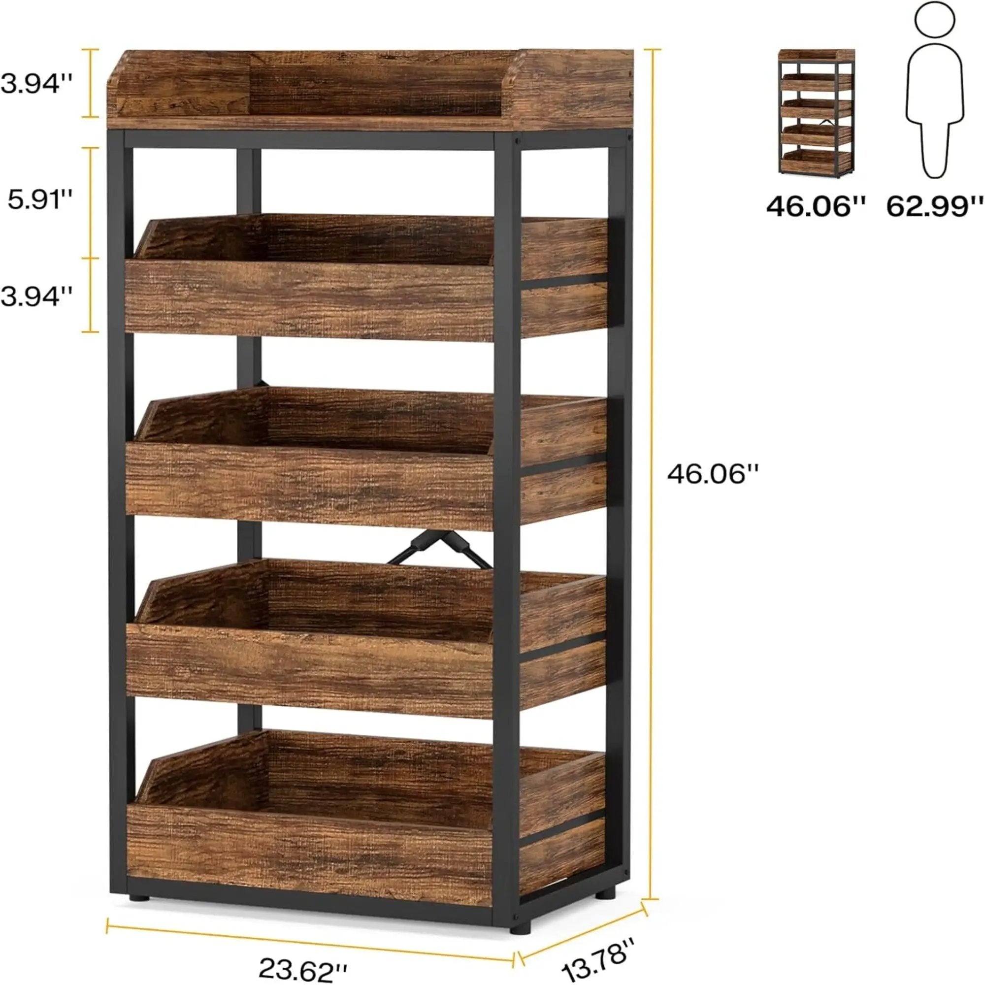 5 Tier Pull Out Fruit Vegetable & Snack Storage Rack - Brown / Black by HouseOfZazla