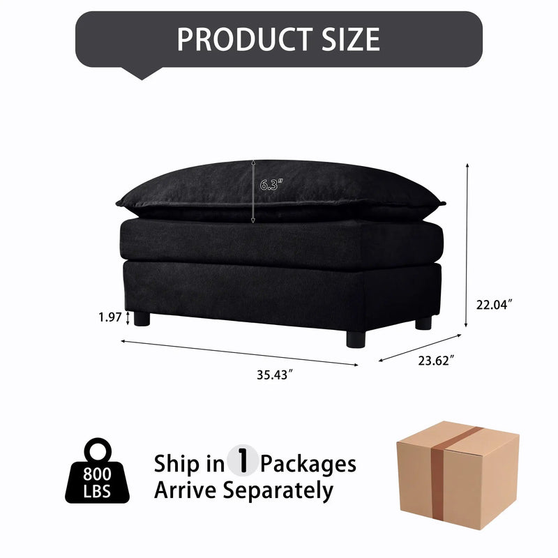 Luxury Chenille Ottoman with Double-Layer Cushion by HouseOfZazla