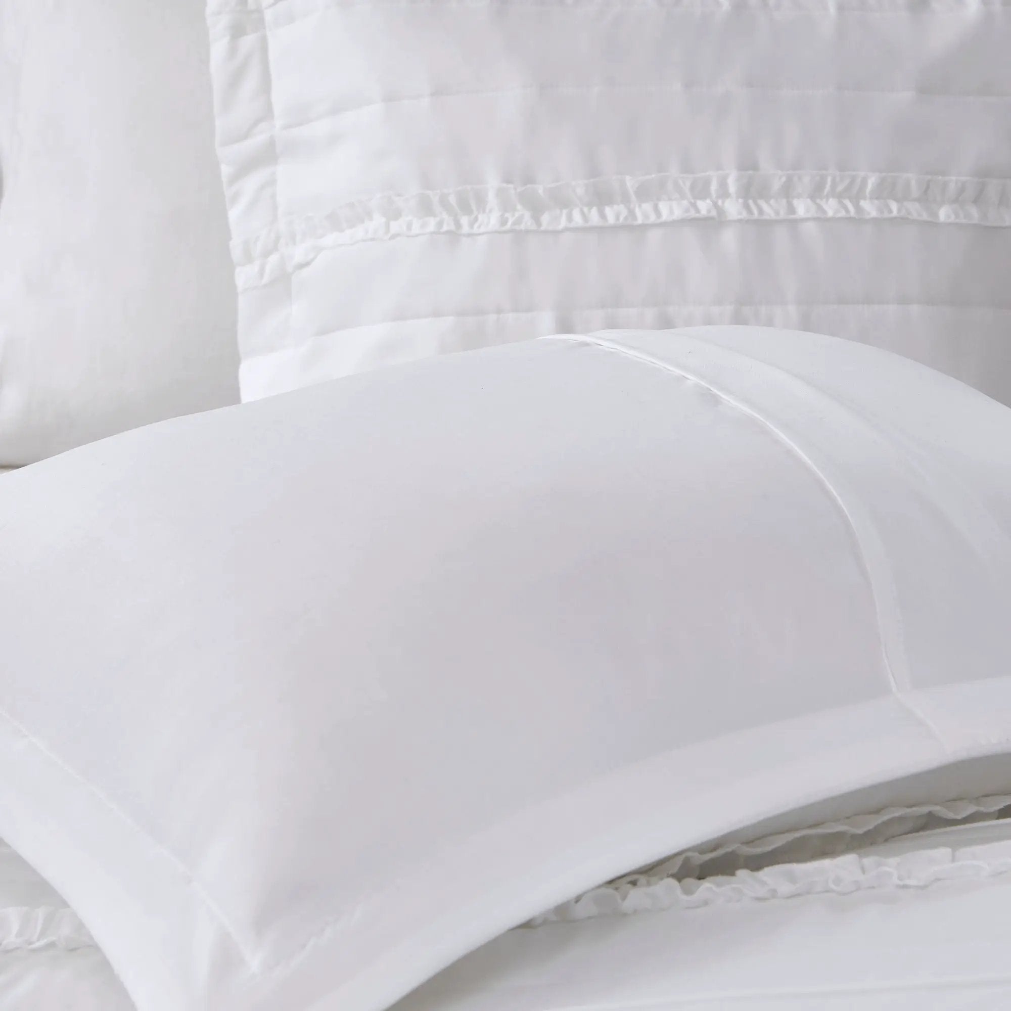 5 Piece Microfiber Ruffled Comforter Set - White California King by HouseOfZazla