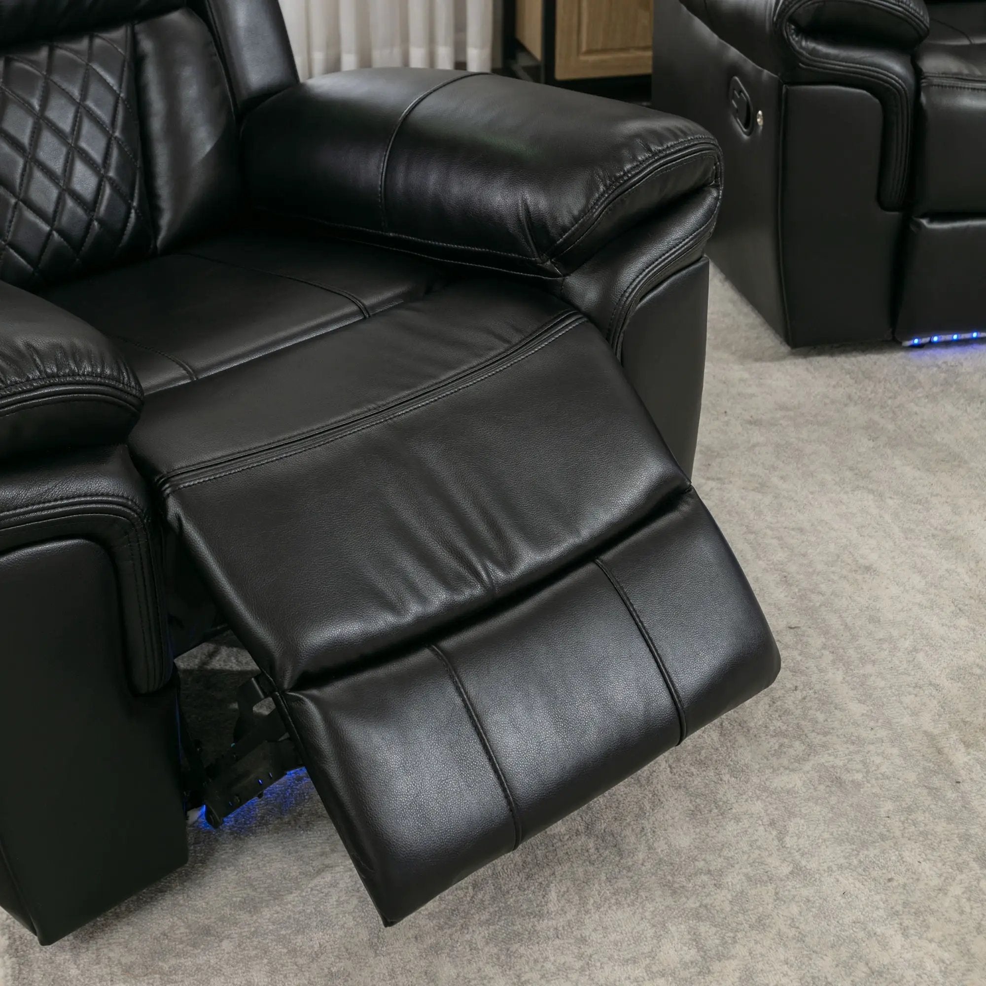 Home Theater Seating Manual Recliner Chair With Center Console And Led Light Strip For Living Room by HouseOfZazla