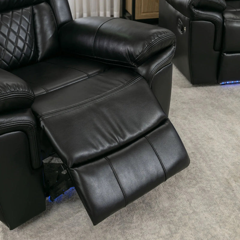 Home Theater Seating Manual Recliner Chair With Center Console And Led Light Strip For Living Room by HouseOfZazla