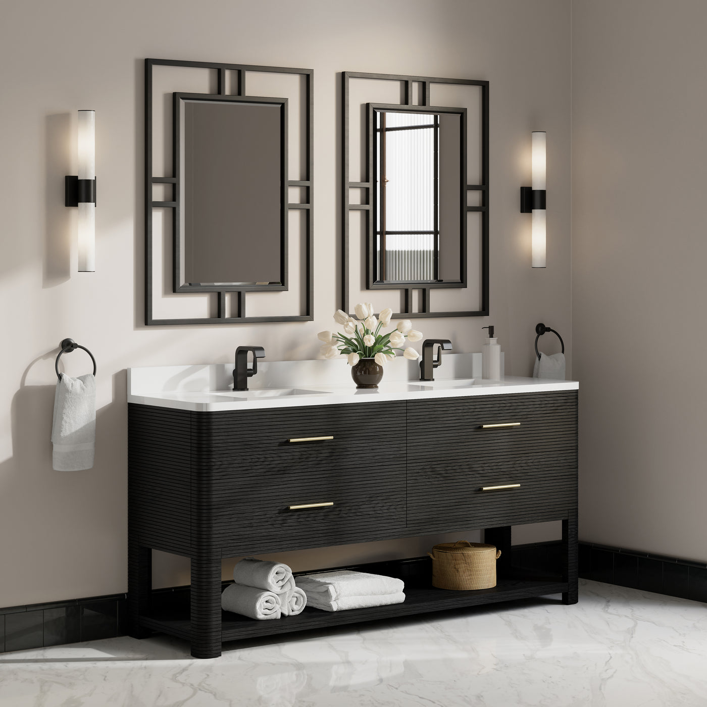 James Martin Lucian 72" Double Bathroom Vanity, Carbon Oak, view 23