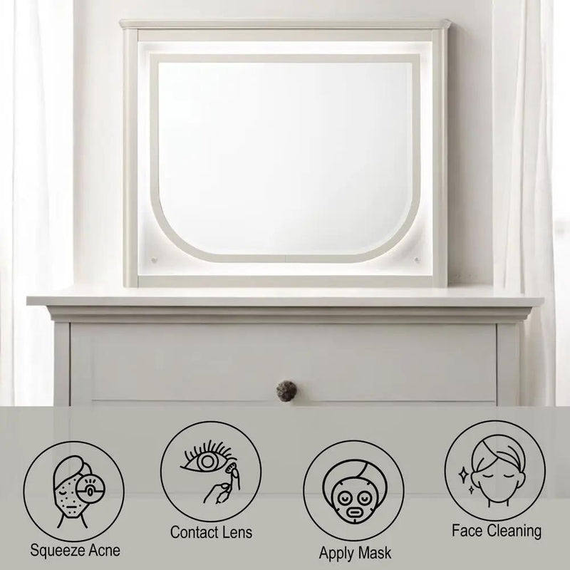 Laveda - Mirror With LED - Pearl White by Unique Piece Furniture