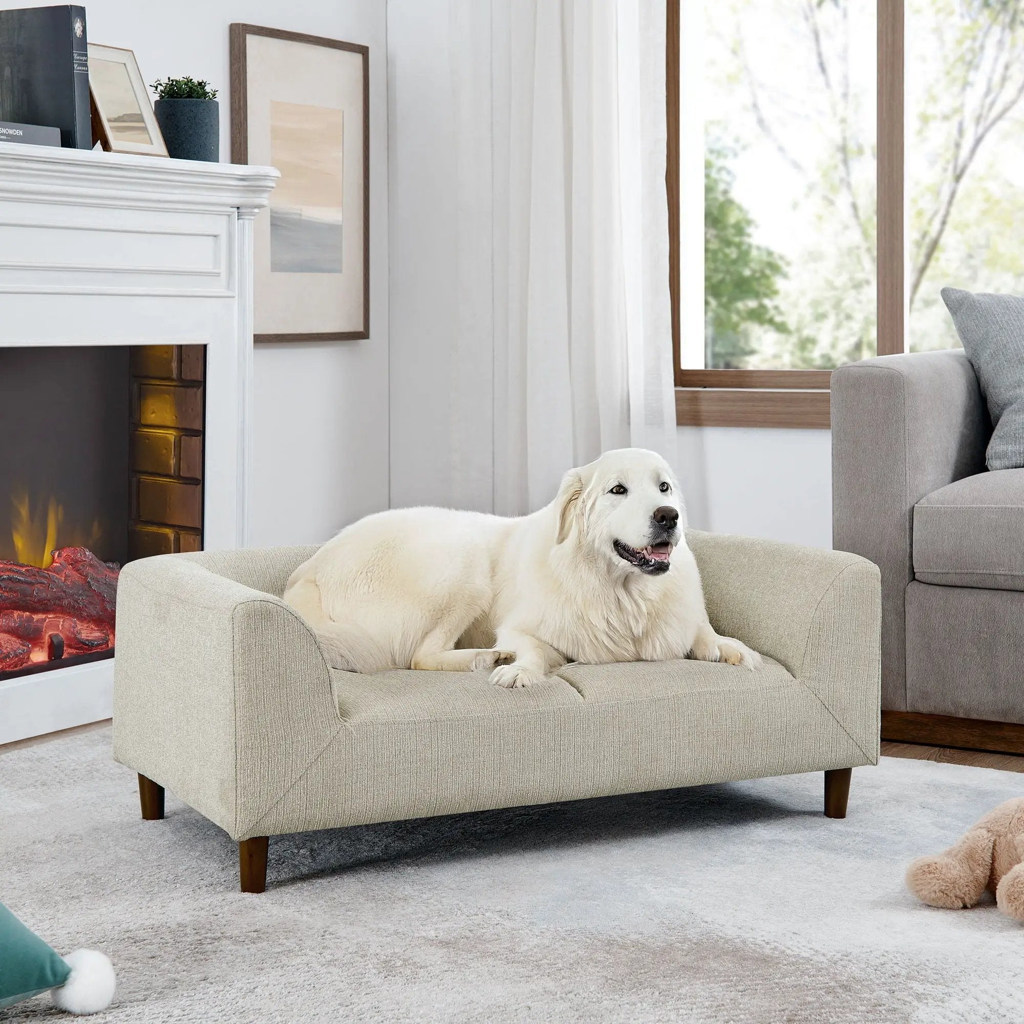 Modern Rectangular Pet Sofa With Backrest And Armrests For Small And Medium Dogs, Soft Cushion by HouseOfZazla