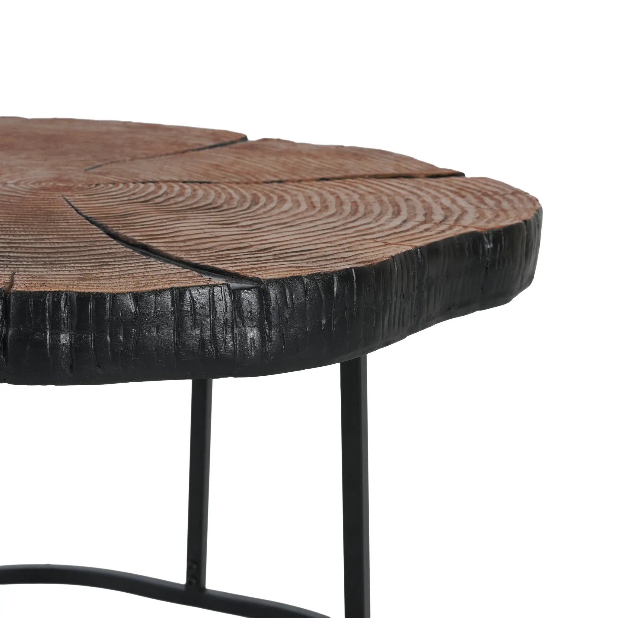 Irregular Coffee Table, 27" Modern MGO Top with Natural Wood & Black Metal Base by HouseOfZazla