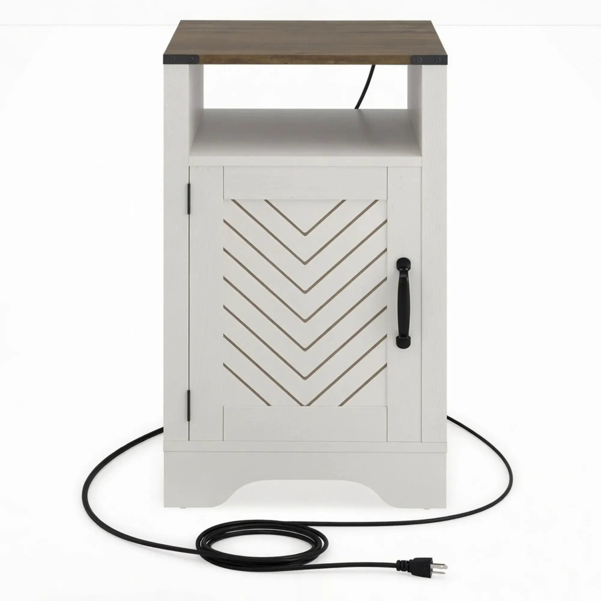Farmhouse Nightstand With Charging Station & Storage by HouseOfZazla