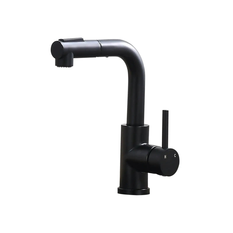 Black Kitchen Sink Faucet with Pull Down Sprayer by HouseOfZazla