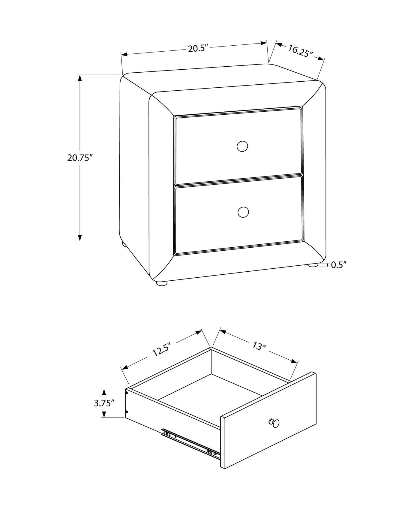 Nightstand, Storage Drawer Versatile Use, Upholstered, Transitional by Unique Piece Furniture