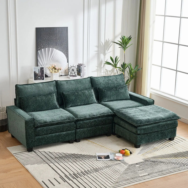 Modern Comfy L Shaped Sectional Sofa With Movable Ottoman by Unique Piece Furniture
