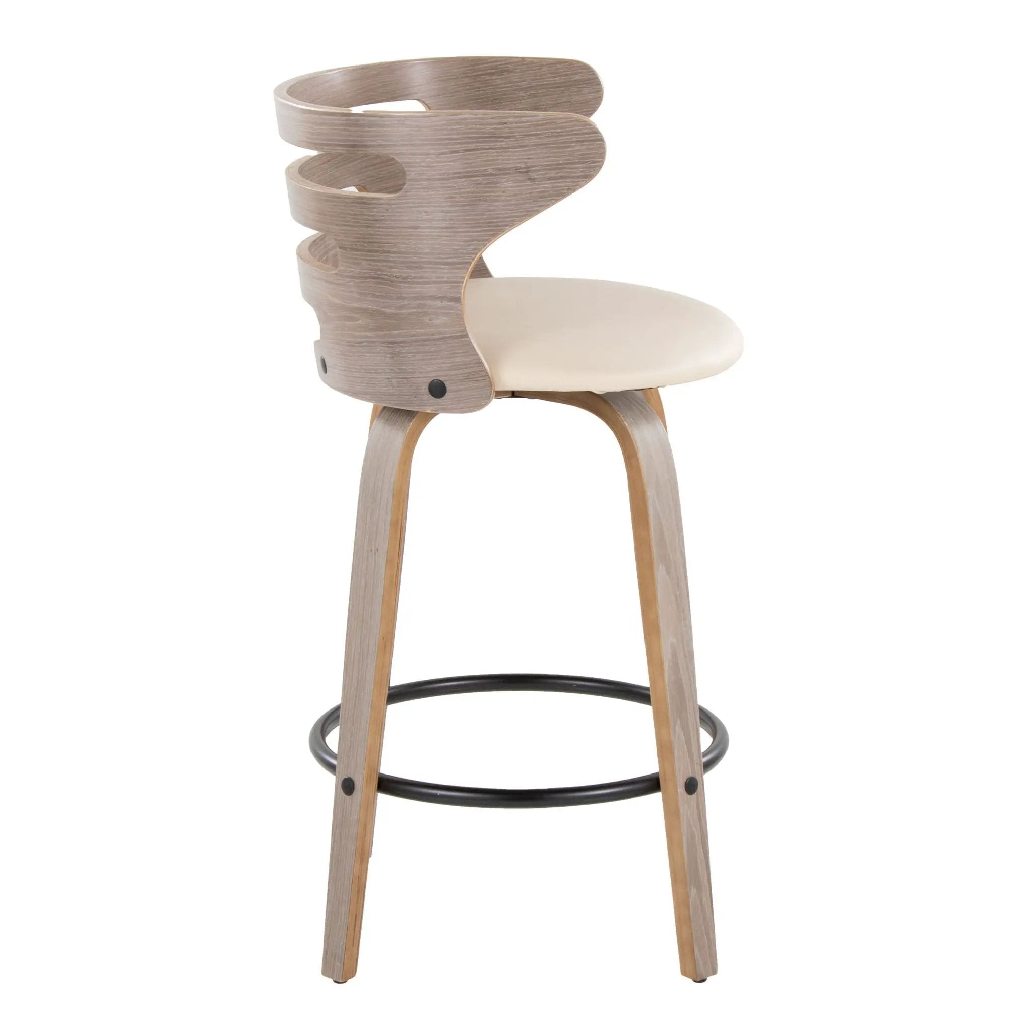 Cosini - Mid Century Modern Fixed Height Barstool With Swivel And Round Footrest (Set of 2) by HouseOfZazla
