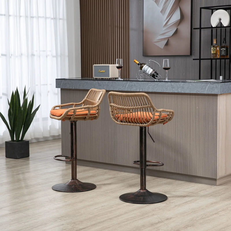 Modern Swivel Bar Stools Adjustable Counter Chairs With Footrest (Set of 2) by HouseOfZazla