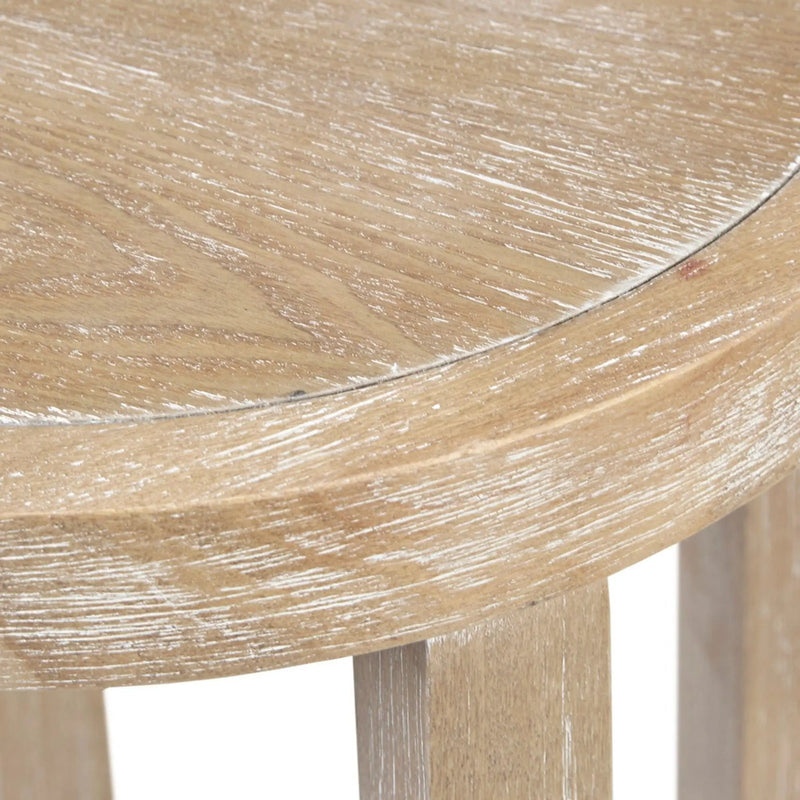 Accent Table Round Rustic Ash Veneer Reclaimed Wheat - Natural by HouseOfZazla
