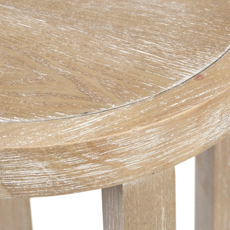 Accent Table Round Rustic Ash Veneer Reclaimed Wheat - Natural by Unique Piece Furniture