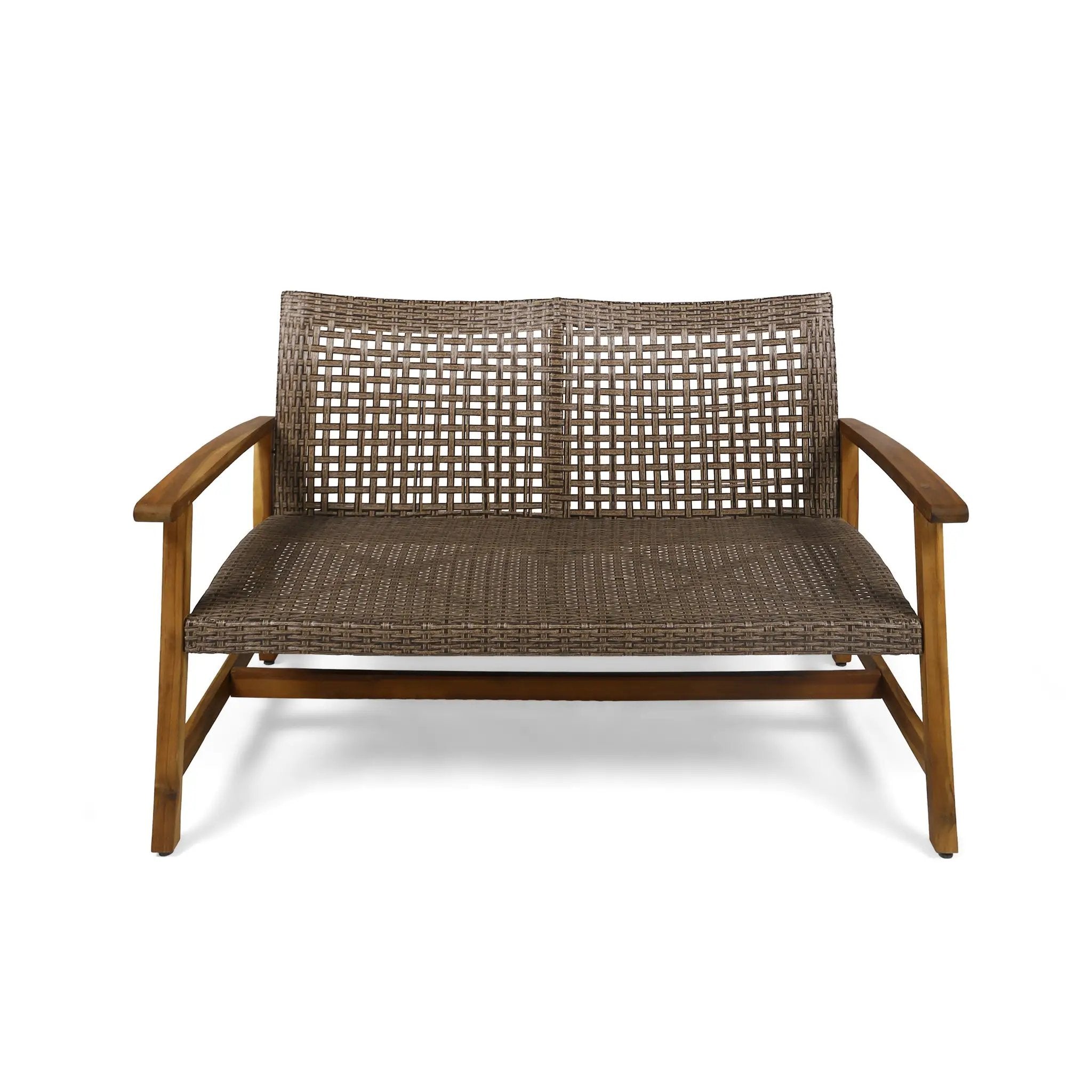 Hampton Outdoor Acacia Wood Wicker Loveseat by HouseOfZazla