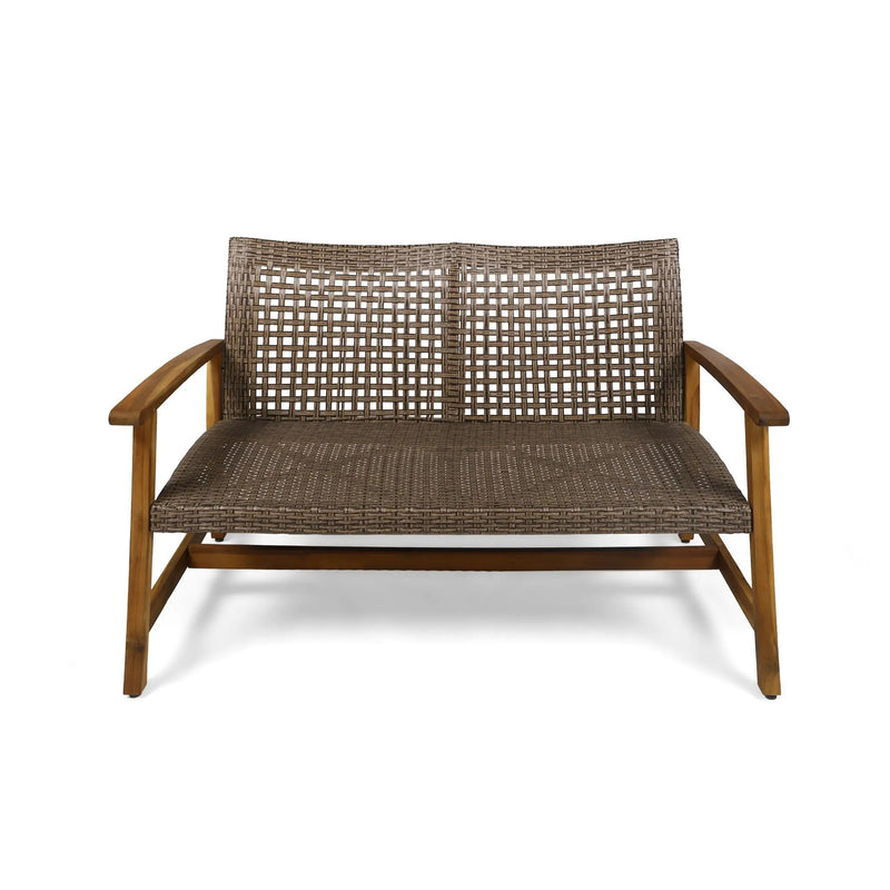 Hampton Outdoor Acacia Wood Wicker Loveseat by HouseOfZazla