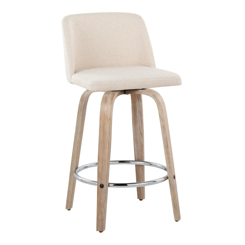 Toriano - Contemporary Fixed Height Counter Stool With Swivel & Round Footrest Modern Design (Set of 2) by HouseOfZazla