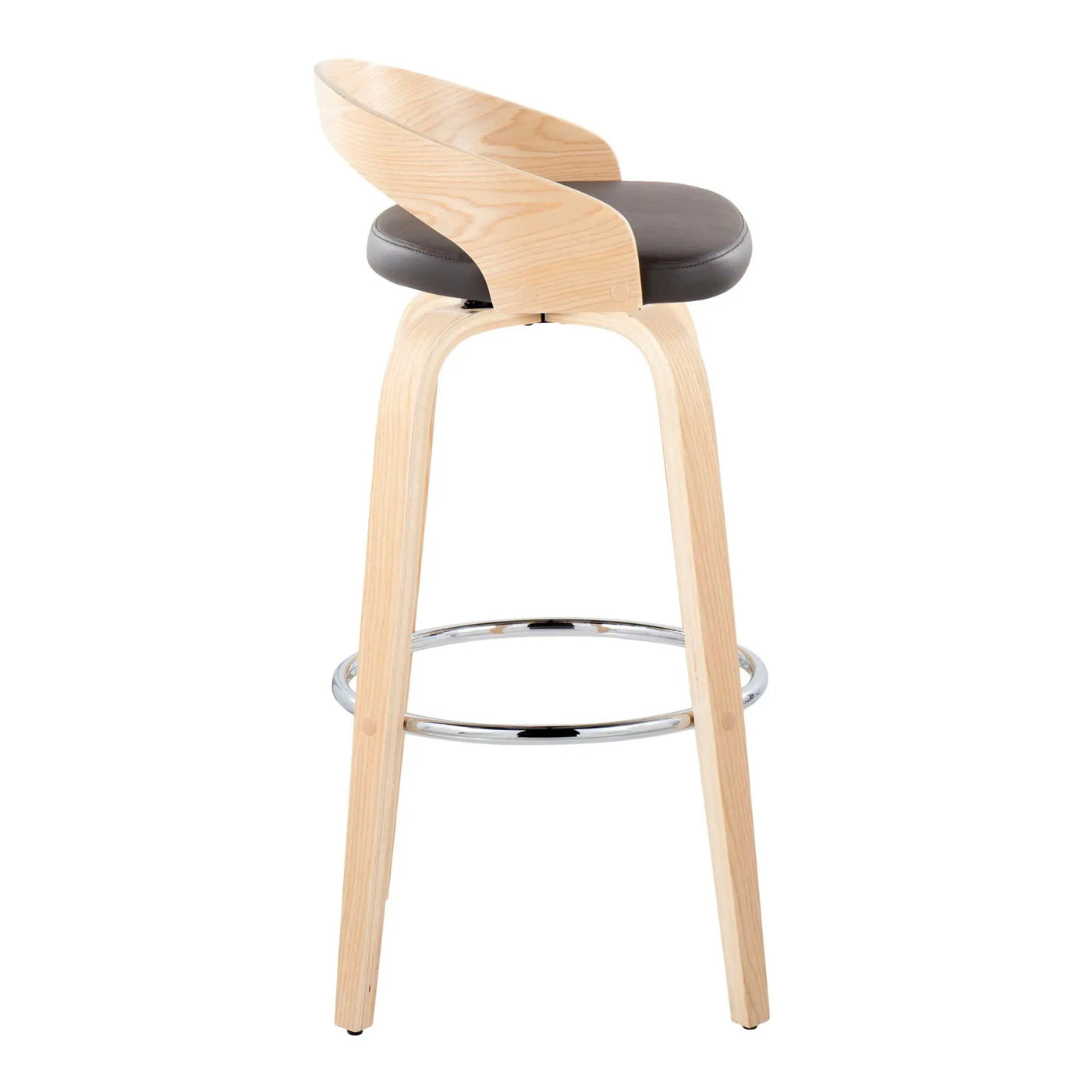 Grotto - Contemporary Fixed-Height Barstool With Swivel With Round Footrest (Set of 2) by HouseOfZazla