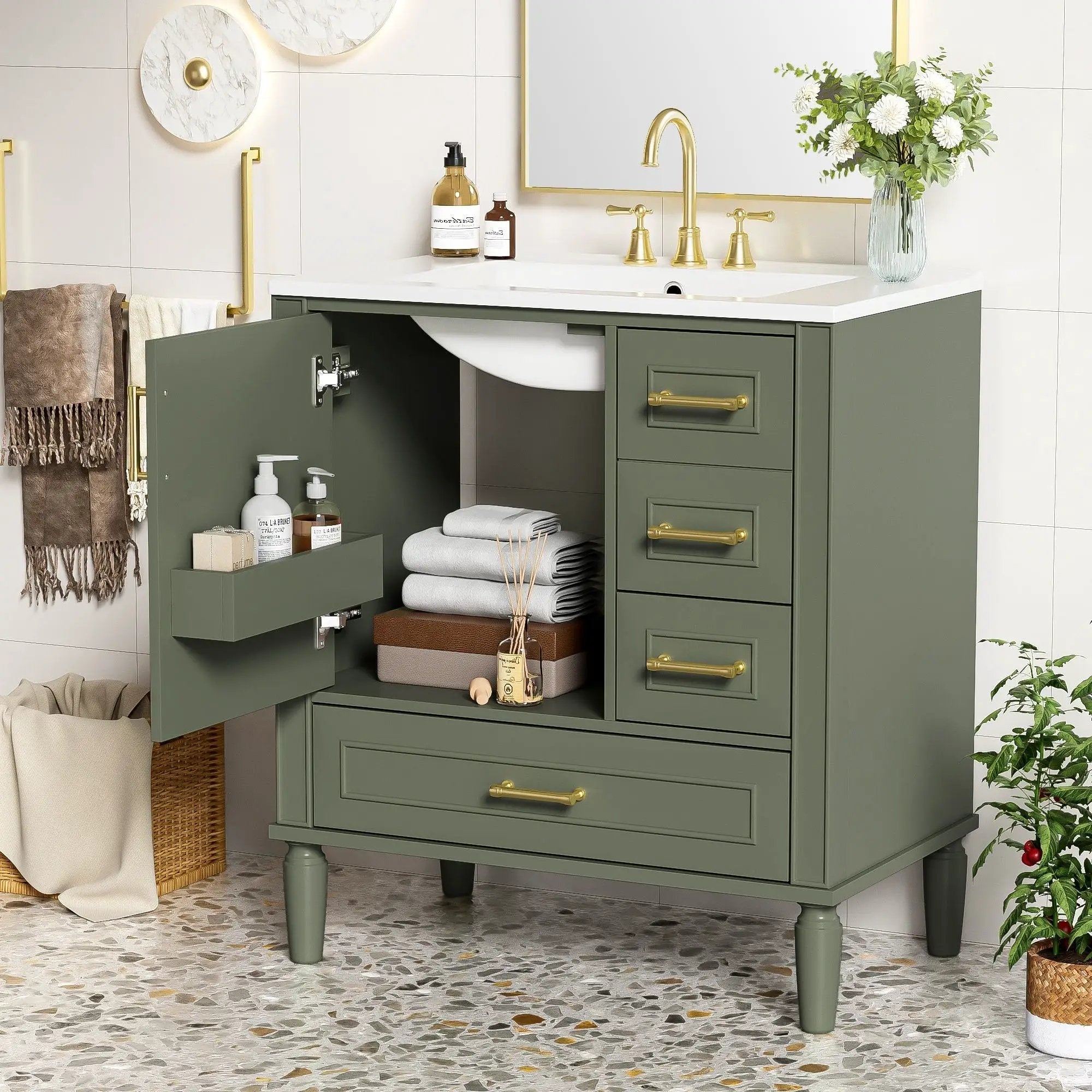 Traditional Bathroom Vanity Set With Soft Close Doors by Unique Piece Furniture