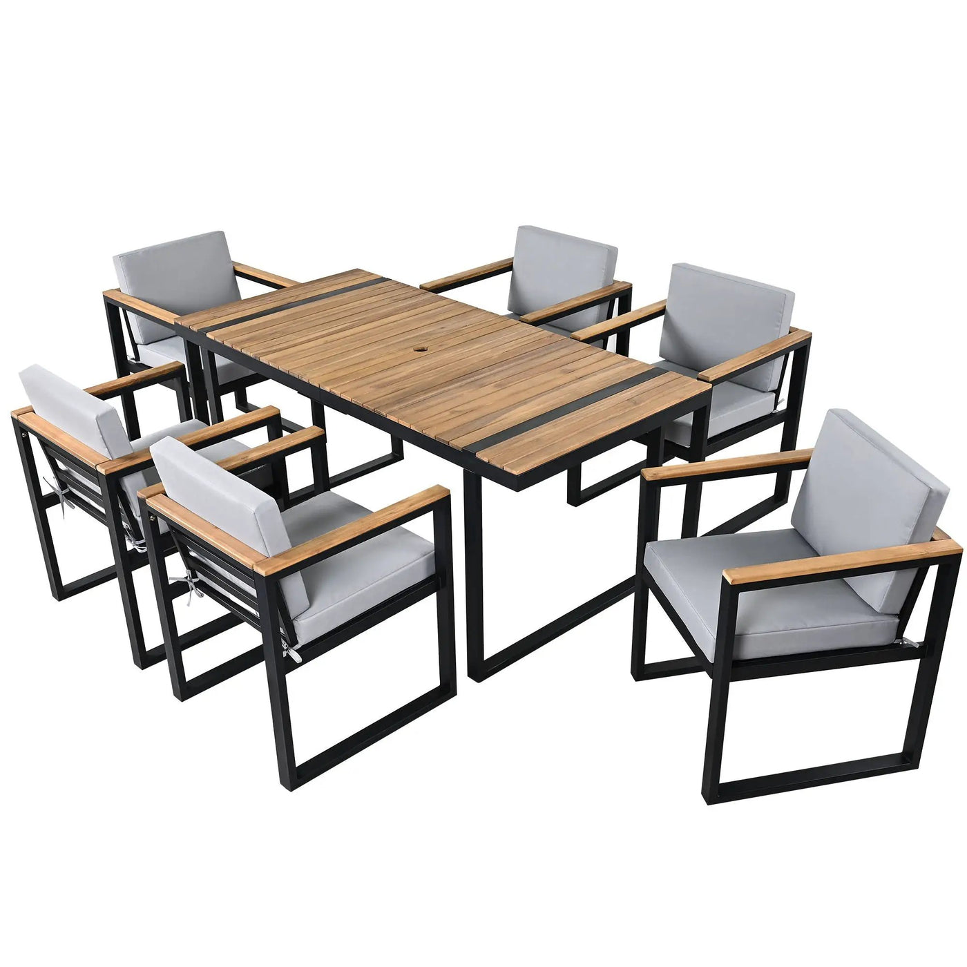 7 Pieces Outdoor Dining Set Patio Dining Table And Chair Set With And Removable Cushions For Patio by HouseOfZazla