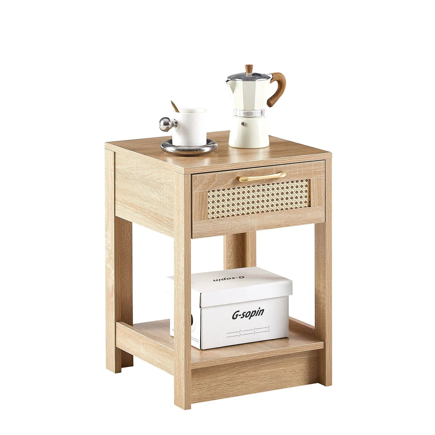 15.75" Rattan End Table With Drawer, Modern Nightstand, Side Table For Living Room, Bedroom by Unique Piece Furniture