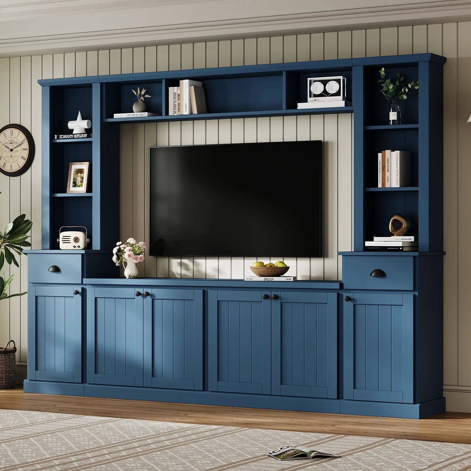Minimalist Entertainment Wall Unit with Bridge for TVs Up to 75'' by HouseOfZazla