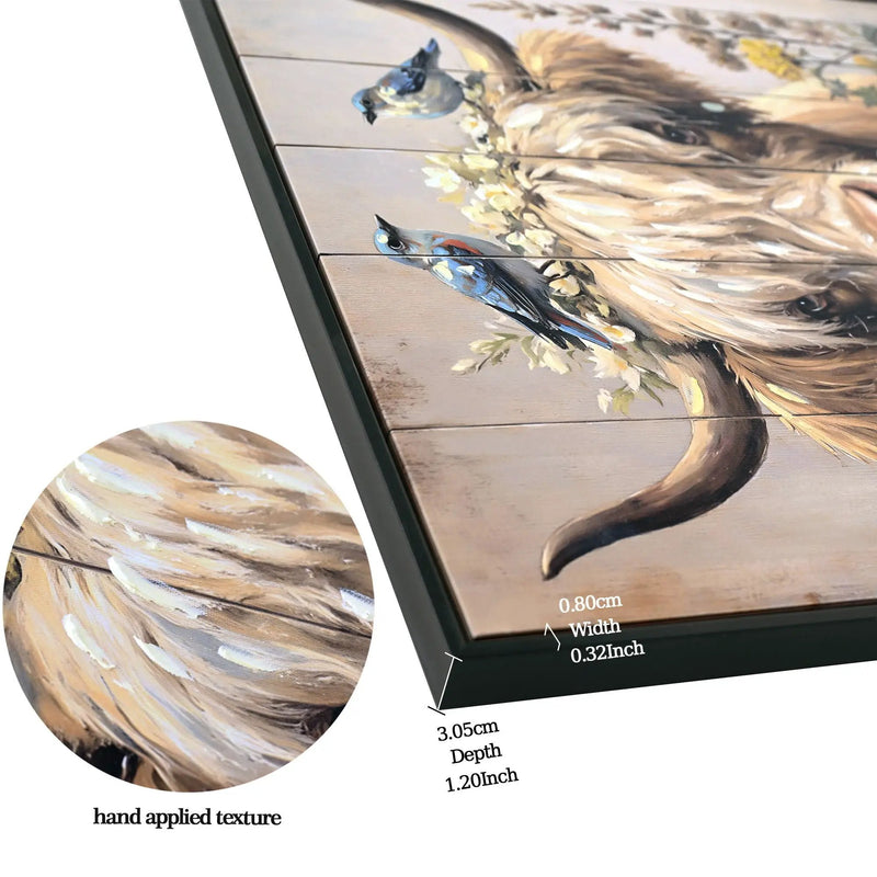 Highland Cow Wall Decor, Picture Canvas Art Print For Living Room - Camel / Brown by Unique Piece Furniture