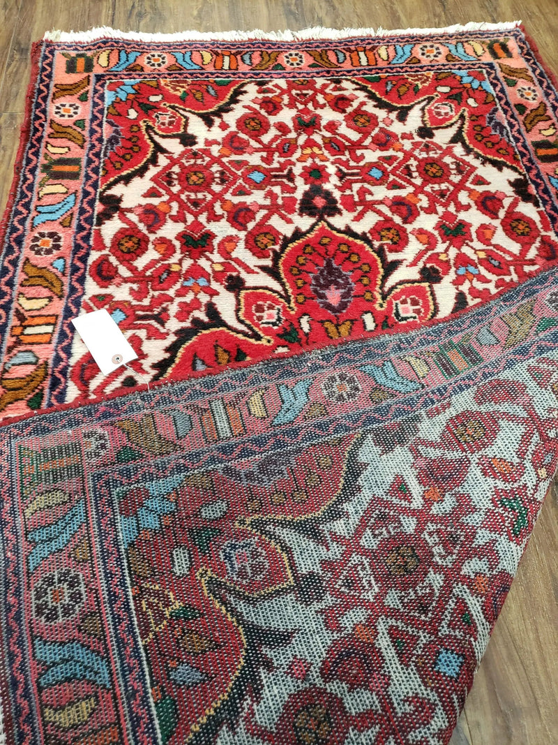 3' 2' X 5' 1" Handmade Floral Wool Rug Red Beige /Ivory by Jewel Rugs