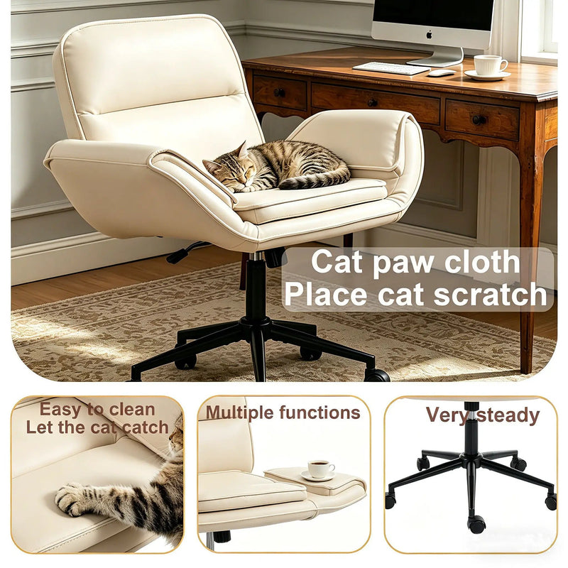 Criss Cross Swivel Desk Chair With Adjustable Armrests & Wheels For Home Office by HouseOfZazla