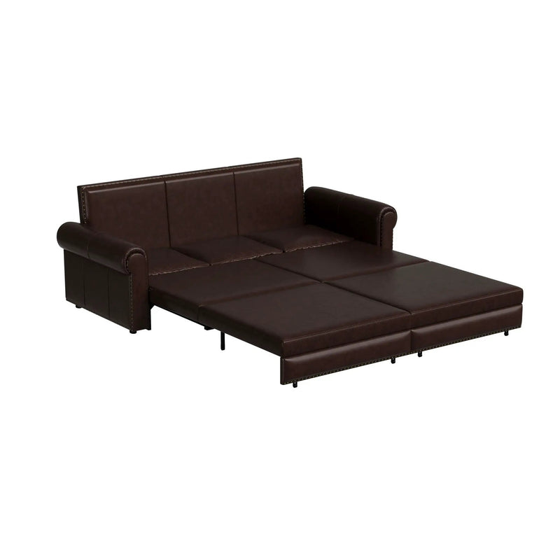 3 In 1 Convertible Sleeper Sofa With Nailhead Trim & Rolled Arm by HouseOfZazla