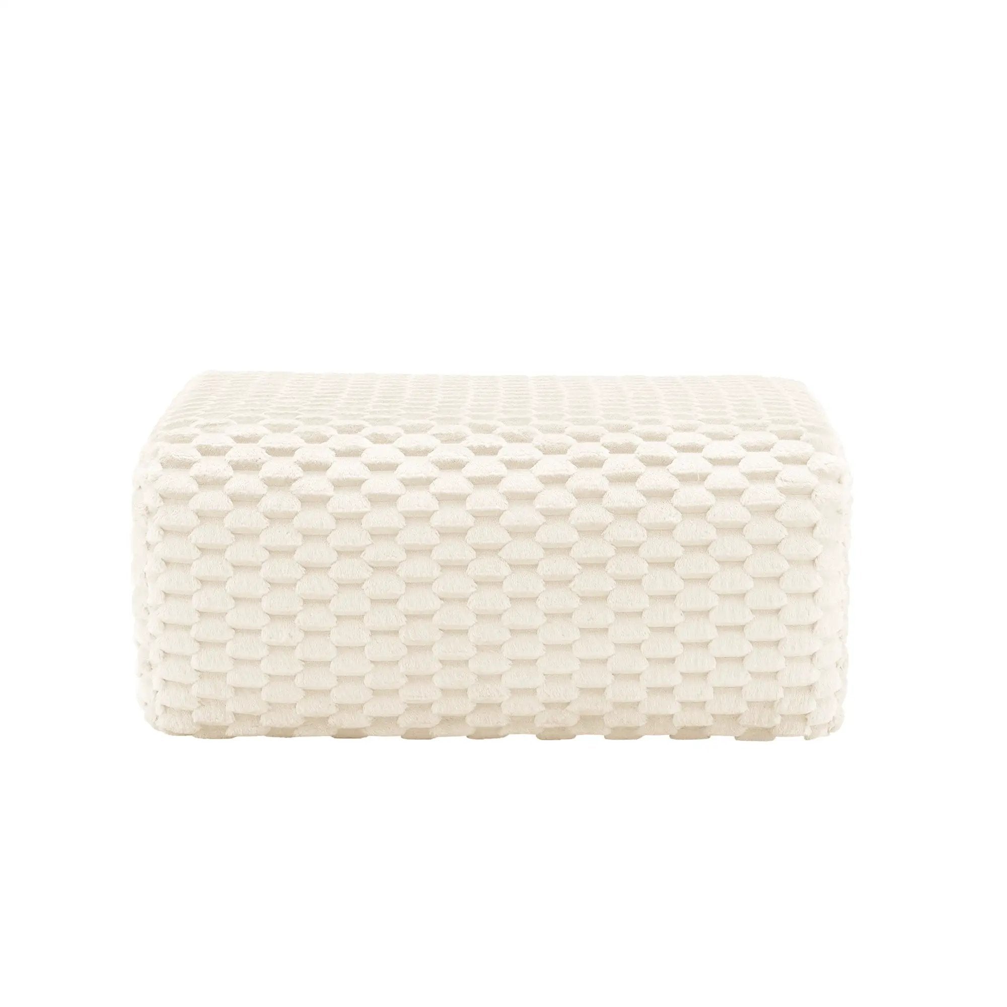 Flannelette Fabric Ottoman - White by HouseOfZazla