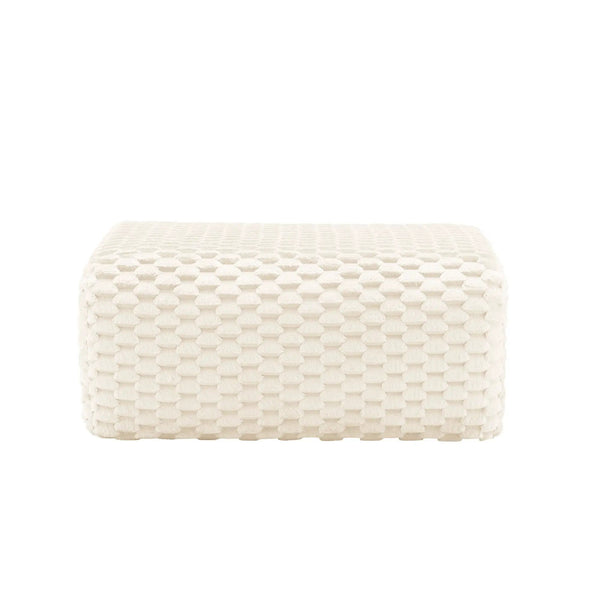 Flannelette Fabric Ottoman - White