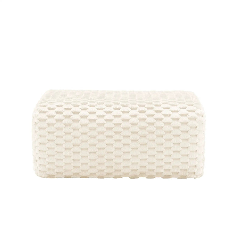 Flannelette Fabric Ottoman - White by HouseOfZazla