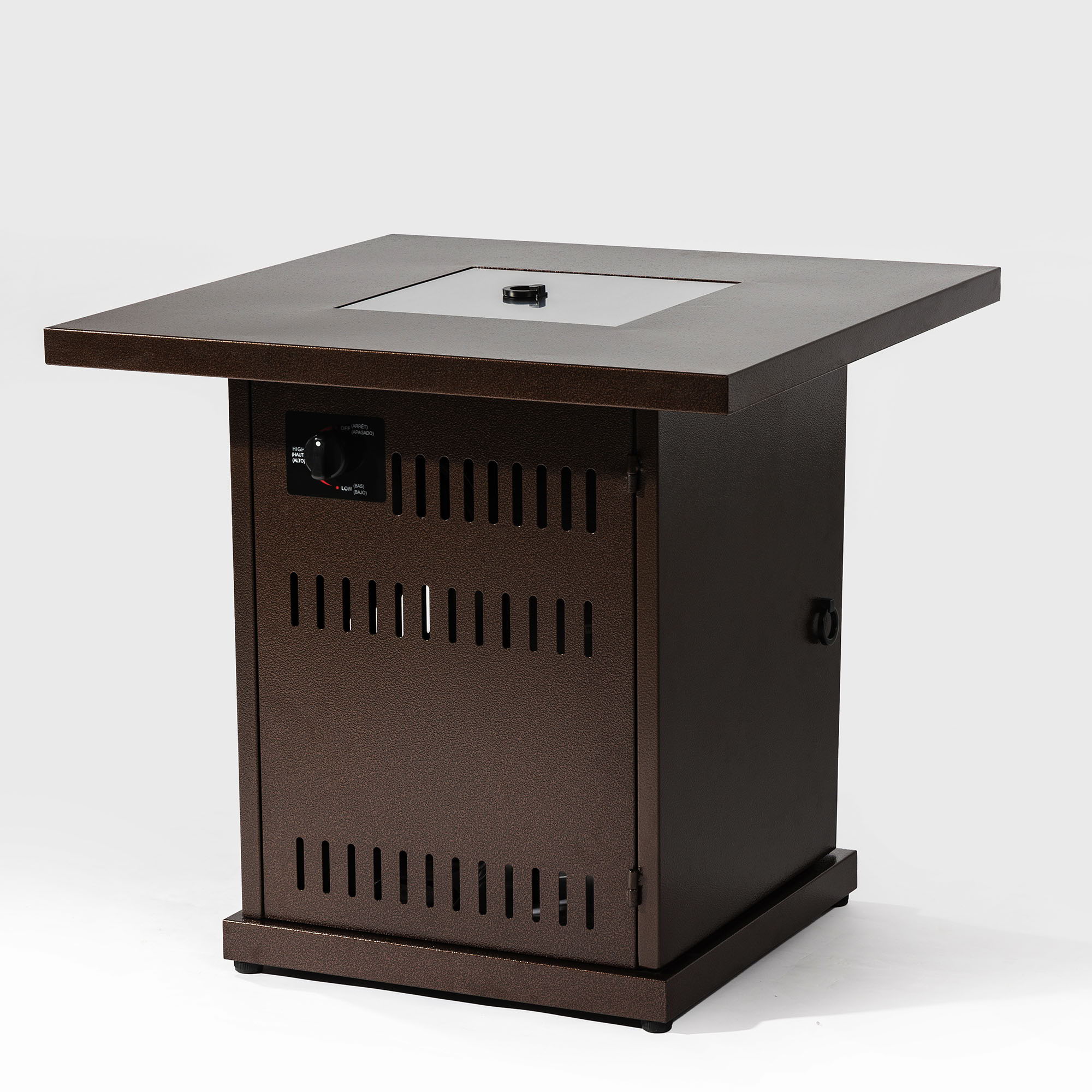 Propane Gas Fire Pit Table, 50000 Btu Square For Outside - Brown by HouseOfZazla
