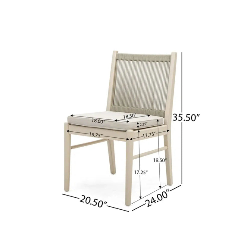 Cordoba - Dining Chair (Set of 2) With Acacia Wood Frame And Water Repellent Fabric - Beige / Yellow by HouseOfZazla