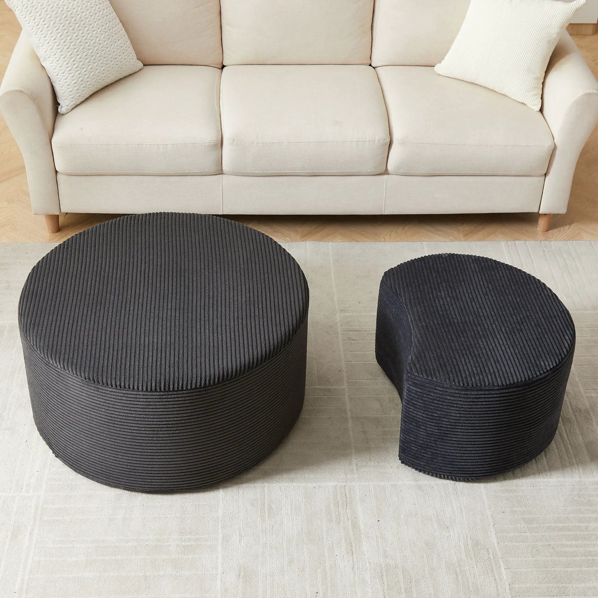 Modern Upholstered Round Coffee Table For Living Room (Set of 2) by HouseOfZazla