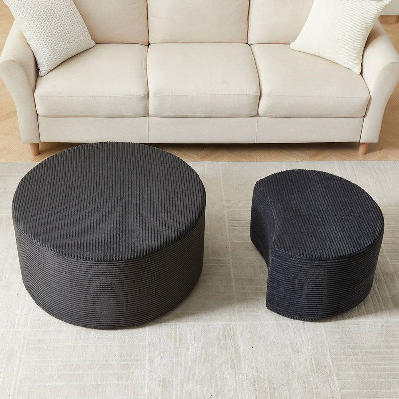 Modern Upholstered Round Coffee Table For Living Room (Set of 2) by HouseOfZazla