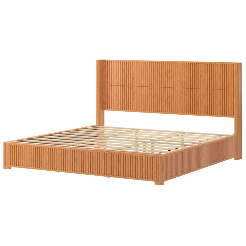 Solid Wood Platform Bed Frame with Headboard, King Size by HouseOfZazla