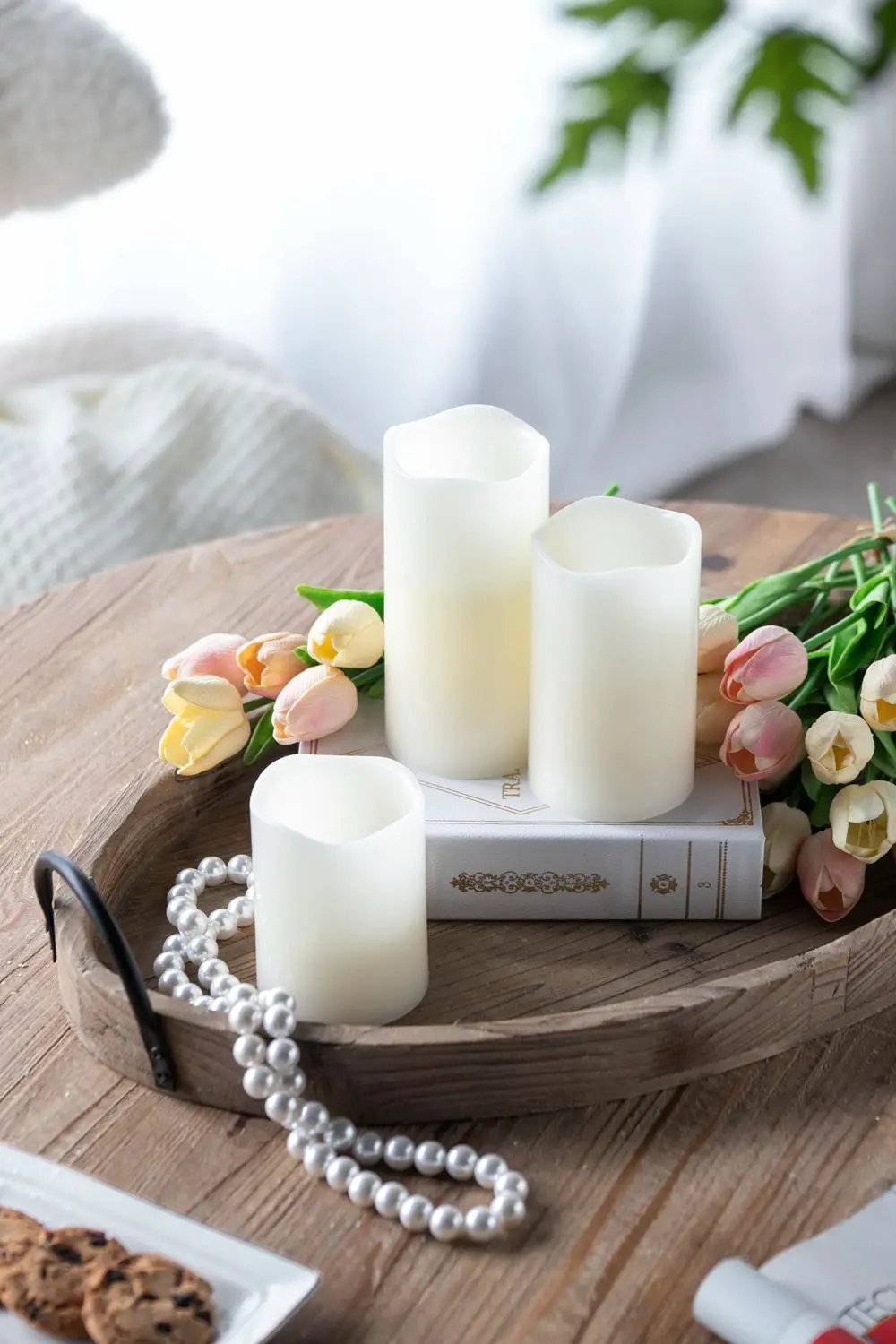 LED Candles With Remote Timer (Set of 3) - Ivory by Unique Piece Furniture