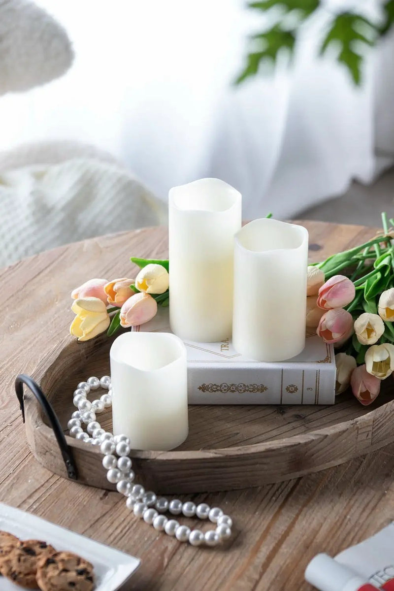 LED Candles With Remote Timer (Set of 3) - Ivory by Unique Piece Furniture