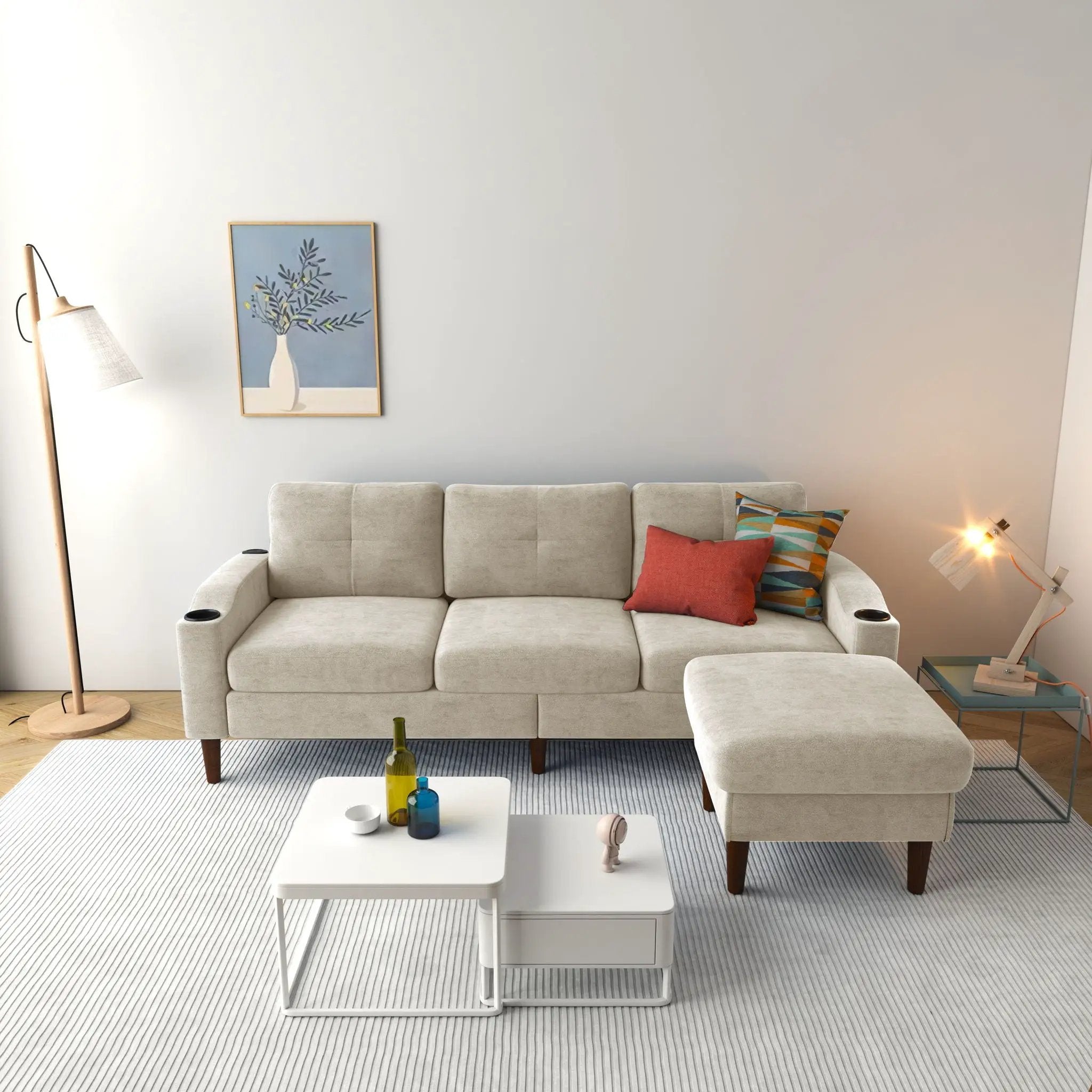 3 Seater Convertible Combination L Shaped Sofa With Footstools With Storage by Unique Piece Furniture