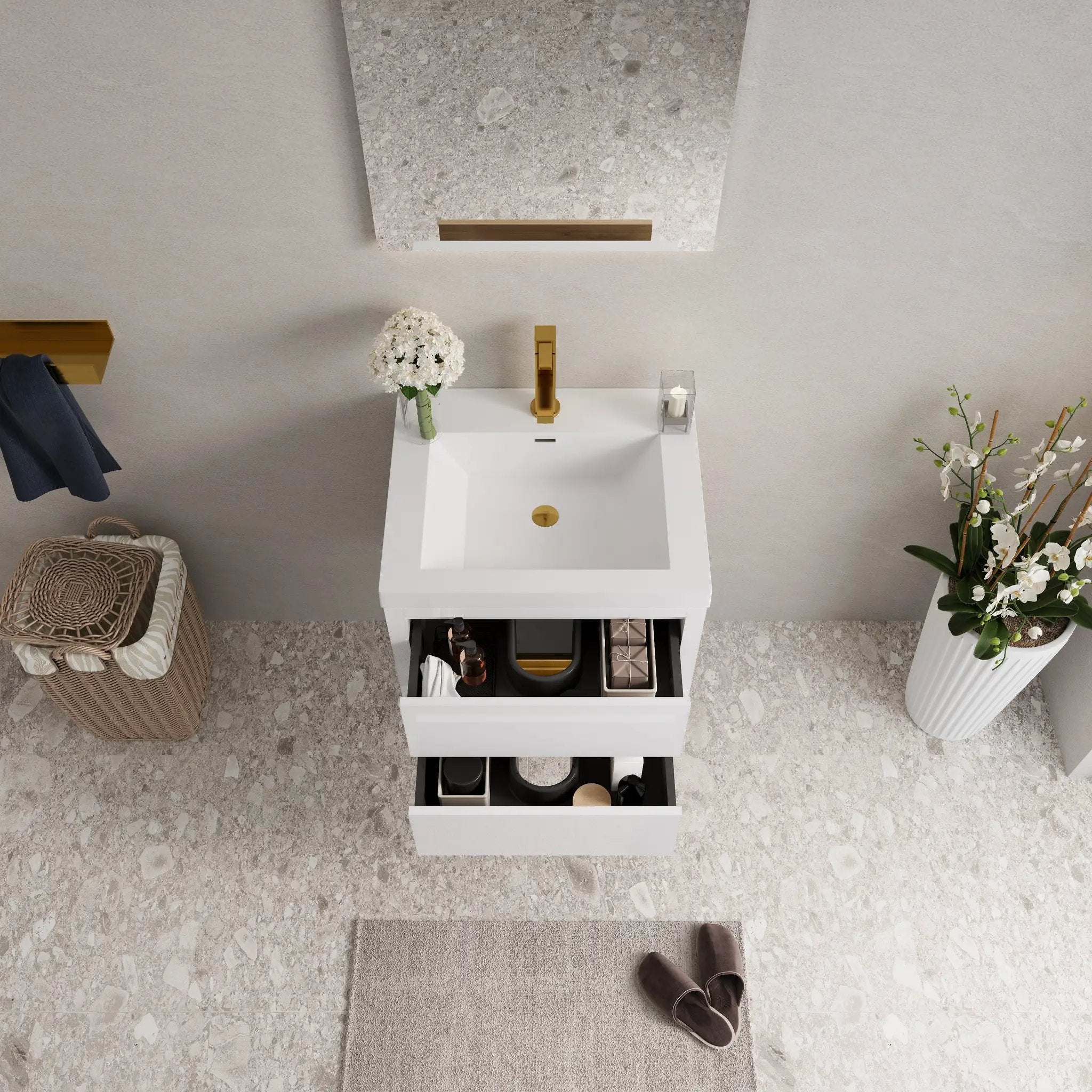 24" Wall-Mounted Bathroom Vanity with Sink and Storage Cabinet by HouseOfZazla