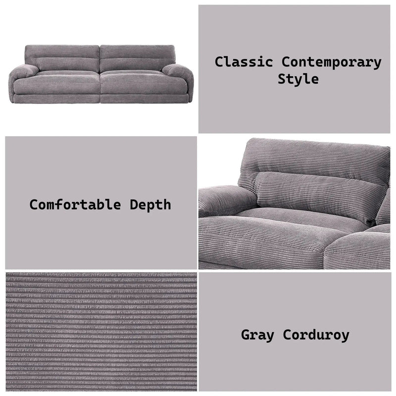 Cadenza Corduroy Loveseat - Gray by HouseOfZazla