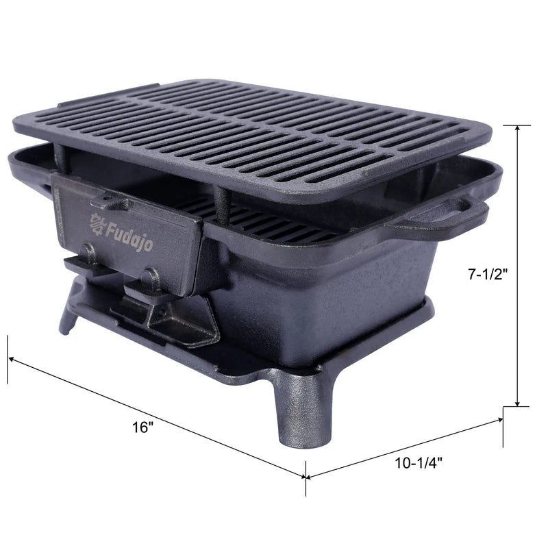 Oval Cast Iron Grill Outdoor Portable Charcoal Tabletop Skillet by HouseOfZazla
