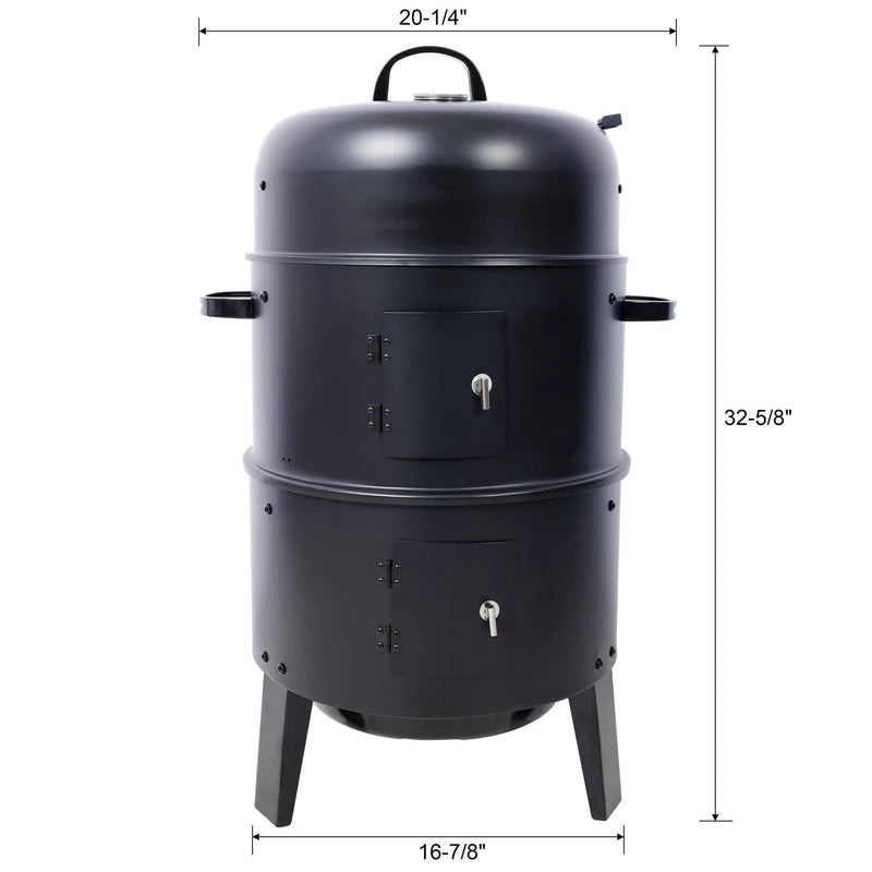Portable Charcoal Smoker Grill For Outdoor Cooking - Black by HouseOfZazla